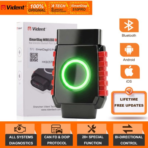 Vident iSmartDiag510 Pro All System Car Diagnostic Tool Supports 28 Special Functions, Lifetime Free Updates