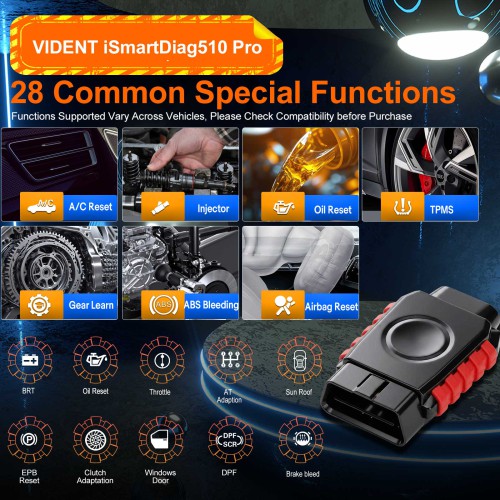 Vident iSmartDiag510 Pro All System Car Diagnostic Tool Supports 28 Special Functions, Lifetime Free Updates