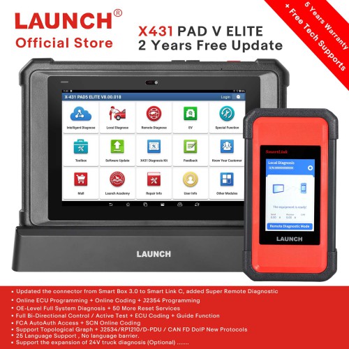 Launch X431 PAD V Elite Diagnostic Tool with X431 GIII X-Prog 3 Advanced Immobilizer & Key Programmer