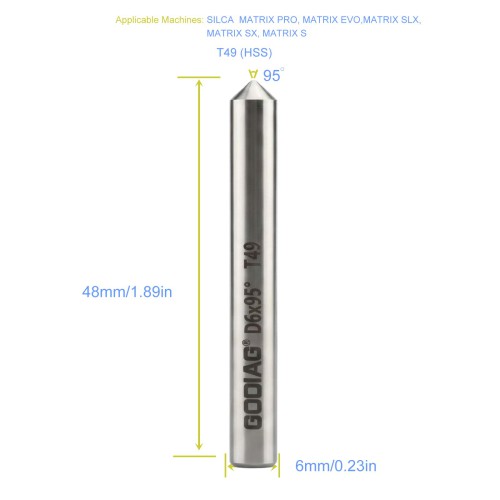 GODIAG T49  95° Tracer D6x95°x45L-0.8 For SILCA MATRIX PRO, MATRIX EVO, MATRIX SLX, MATRIX SX, MATRIX S 5pcs/lot