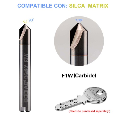 5pcs/lot GODIAG F1W 90° Dimple Cutter φ6.0x90°x48-0.7x2T For SILCA MATRIX PRO, MATRIX EVO, MATRIX SLX, MATRIX SX, MATRIX S