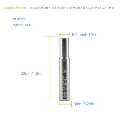 GODIAG TH7050 5MM Tracer φ5.0x10xD6x32L For SILCA MATRIX PRO, MATRIX EVO, MATRIX SLX, MATRIX SX, MATRIX S