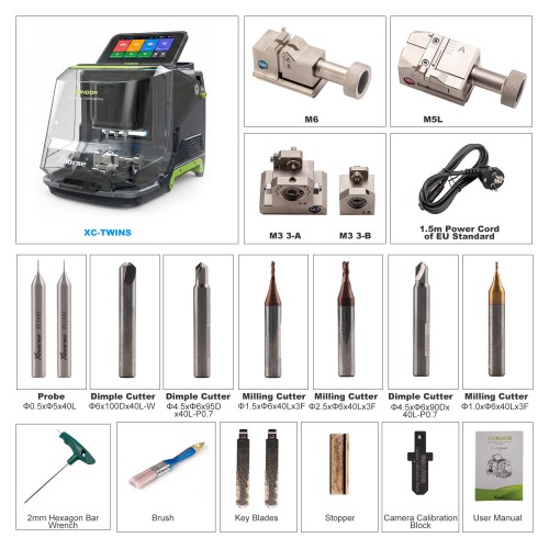[US/EU Ship] 2026 Xhorse Condor XC-Twins XCMT01GL Key Cutting Machine with New Double Cutter Design Support Advanced AI Optical Recognition