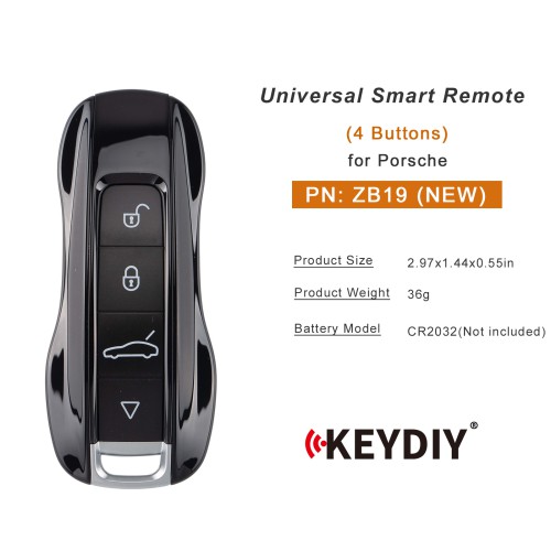 5pcs/lot KEYDIY KD ZB19 (NEW) Universal Smart Remote Key 4 Buttons for Porsche Type