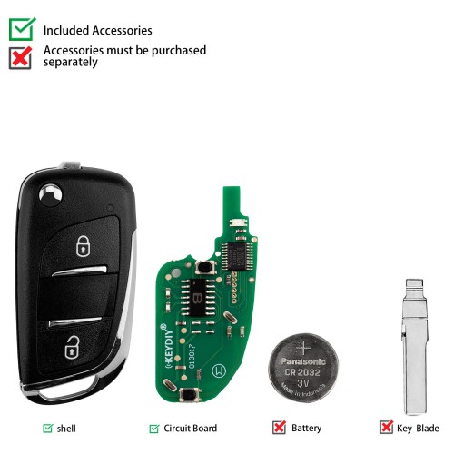 KEYDIY KD NB11-2 PCF Universal Flip Remote Key 2 Buttons for PSA Type 5Pcs/Lot
