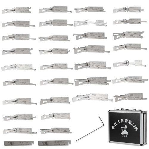 [US Ship Only] [Second-Handed] 90% New Lishi 32pcs Kit Auto Car Door Lock Pick 2-in-1 Decoder Locksmith Tool