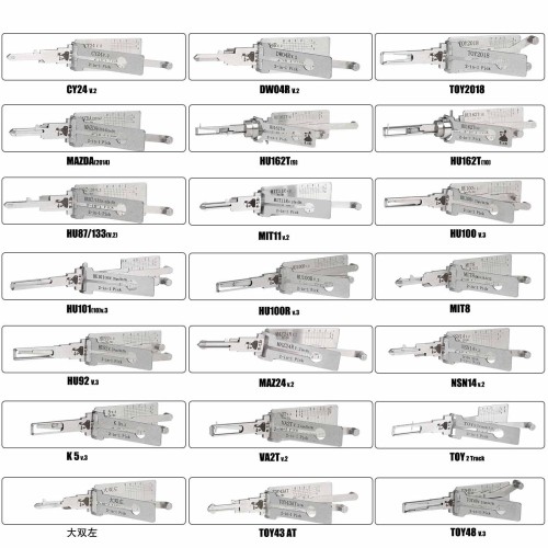 [US Ship Only] [Second-Handed] 90% New Lishi 32pcs Kit Auto Car Door Lock Pick 2-in-1 Decoder Locksmith Tool