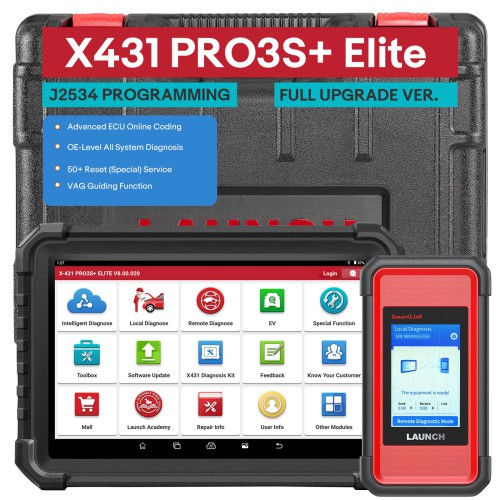 [US Ship Only] [Second-Handed] 90% New LAUNCH X431 PRO3S+ Elite J2534 SmartLink Bidirectional Scan Tool Online Coding 60+Service Support Topology Map