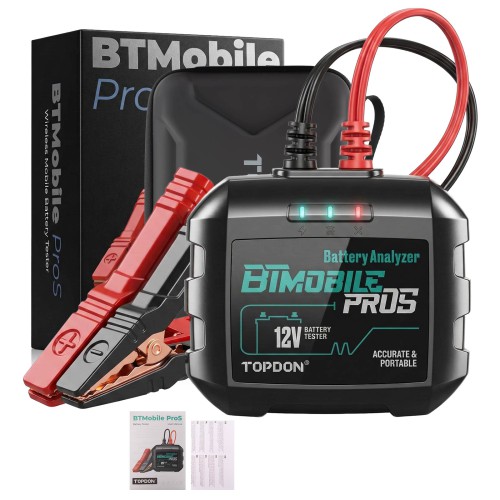 TOPDON BTMobile ProS Battery Tester for 12V Vehicle Batteries 100-2000 CCA, Meets CCA, BCI, CA, MCA, JIS, DIN, IEC, EN, SAE & GB Specifications