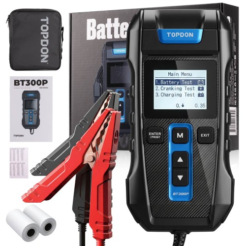 TOPDON BT300P Battery Tester for 12V Lead-acid Vehicle Battery Compatible with Flooded, AGM, GEL, EFB Batteries; Accredited for 10 Battery Standards