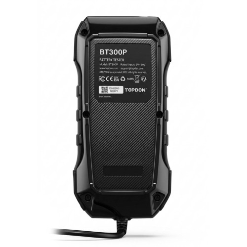 TOPDON BT300P Battery Tester for 12V Lead-acid Vehicle Battery Compatible with Flooded, AGM, GEL, EFB Batteries; Accredited for 10 Battery Standards