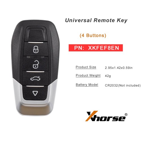 Xhorse XKFEF8EN 2nd Generation Wire Remote FA.LL Type Folding Key 4 Buttons Bright Black 5pcs/lot
