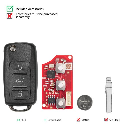 5pcs/lot XHORSE XKB512EN Second Generation Universal Remote Key B5 Type with XT27B super chip