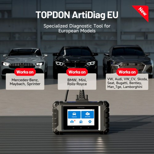TOPDON ArtiDiag EU 4 Inch Scan Tool for Euro Vehicles, ECU Coding, Free Updates