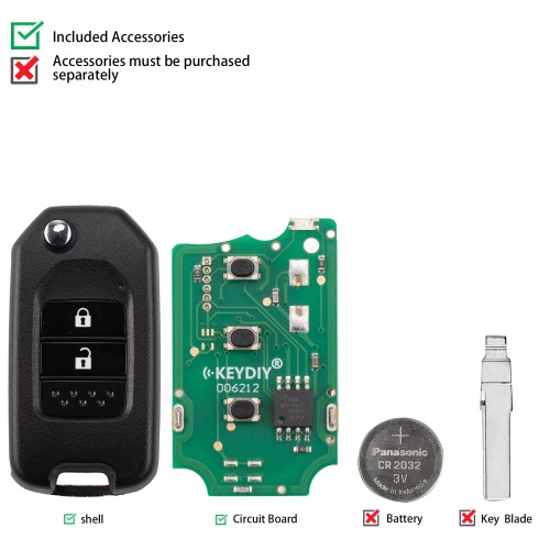 KEYDIY KD B10-2 Universal Flip Remote Key 2 Buttons for Honda Type 5pcs/lot