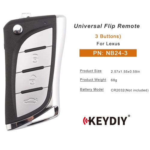 5pcs/lot KEYDIY KD NB24-3 Universal Flip Remote Key 3 Buttons for Lexus Type