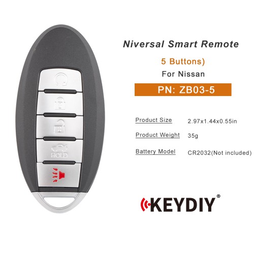 5pcs/lot KEYDIY KD ZB03-5 Universal Smart Remote Key 4+1 Buttons for Nissan Type
