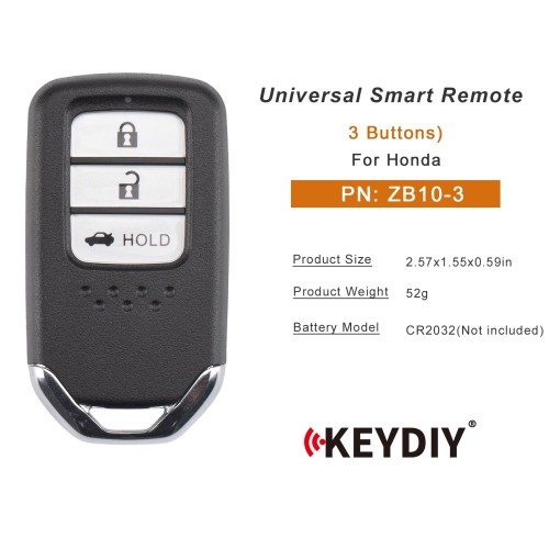 5pcs/lot KEYDIY KD ZB10-3 Universal Smart Remote Key 3 Buttons for Honda Type