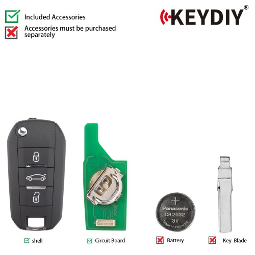 KEYDIY KD B47-3 Universal Flip Remote Key 3 Buttons for Peugeot Type 5pcs/lot