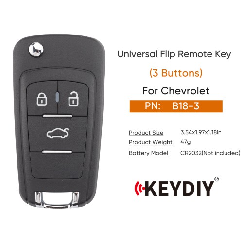 KEYDIY KD B18-3 Universal Flip Remote Key 3 Buttons for Chevrolet Type 5pcs/lot