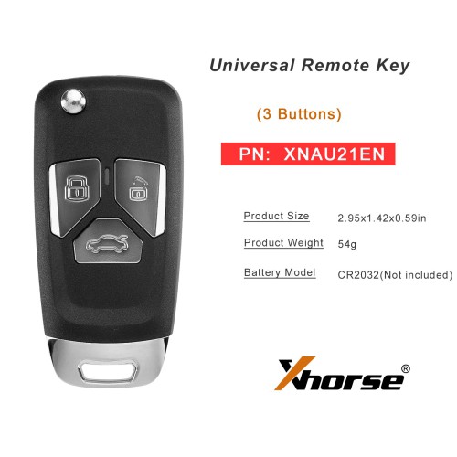 XHORSE XNAU21EN AUD.I Style 3 Buttons Second Generation Universal Remote Key 5pcs/lot