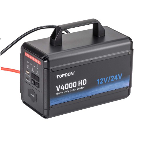 TOPDON V4000 HD 12V/24V 4000A Jump Starter Supports 60 Starts for Passenger vehicles & Light-duty