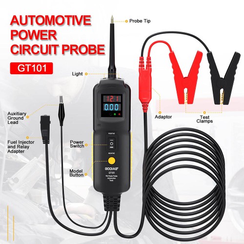 [US Ship Only] [Second-Handed] 90% New GODIAG GT101 4 in 1 DC 6-40V Circuit Tester Power Circuit Probe Relay Tester and Fuel Injector Cleaner
