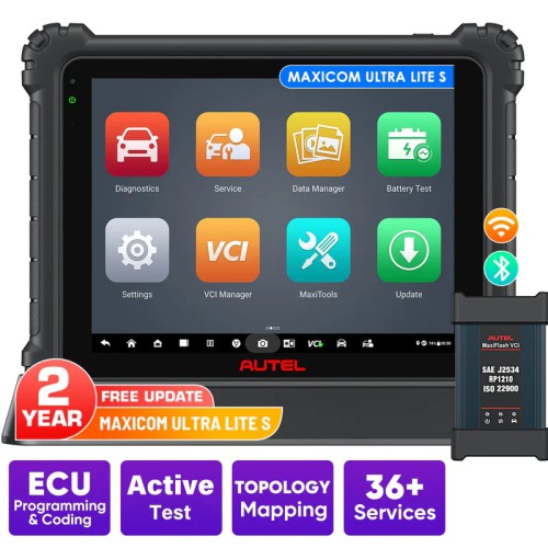 2026 Autel MaxiCOM Ultra Lite S Automotive Diagnostic Tool Support ECU Programming/Coding Topology Mapping and Guided Functions with Multi-language