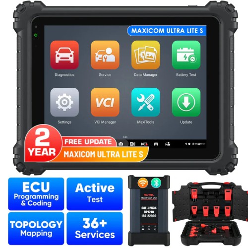 2026 Autel MaxiCOM Ultra Lite S Automotive Diagnostic Tool Support ECU Programming/Coding Topology Mapping and Guided Functions with Multi-language