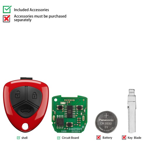 KEYDIY KD B17-3 Bladed Universal Remote 3 Buttons for Ferrari Type Red Color 5pcs/lot