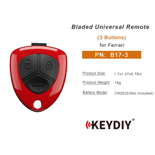 KEYDIY KD B17-3 Bladed Universal Remote 3 Buttons for Ferrari Type Red Color 5pcs/lot