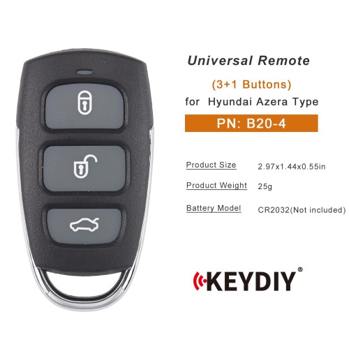 KEYDIY KD B20-4 Universal Remote Key 3+1 Buttons for Hyundai Azera Type 5pcs/lot