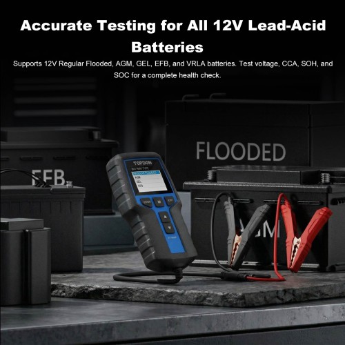 TOPDON BT200 Battery Cranking And Charging System 12V & 24V 100-2000 CCA Testing Capacity