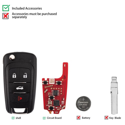 XHORSE XKBU21EN for Buick Models Foldable 4 Buttons Second Generation Wired Remote 5pcs/lot