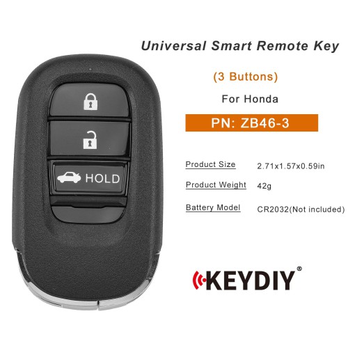 KEYDIY KD ZB46-3 (Trunk) Universal Smart Remote Key 3 Buttons for Honda Type 5pcs/lot