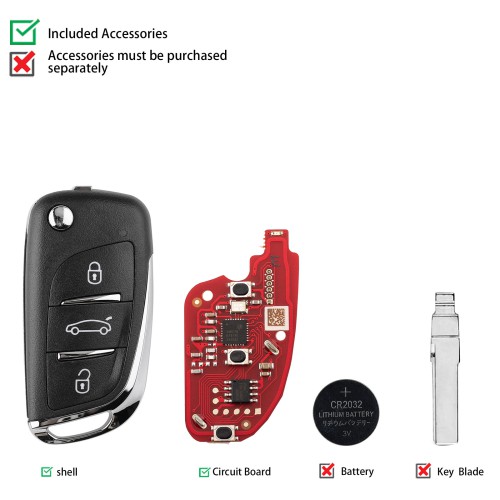 5pcs/lot Xhorse XKDS20EN 2nd Generation Wire Remote Key Volkswagen DS Style 3 Buttons
