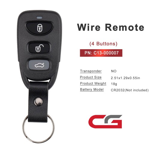 CGDI C13-000007 HYU.D Style(Separate-3+1BTN)) 4 Buttons Wire Remote Used with CGDI K2 Remote Key Programmer 5pcs/lot