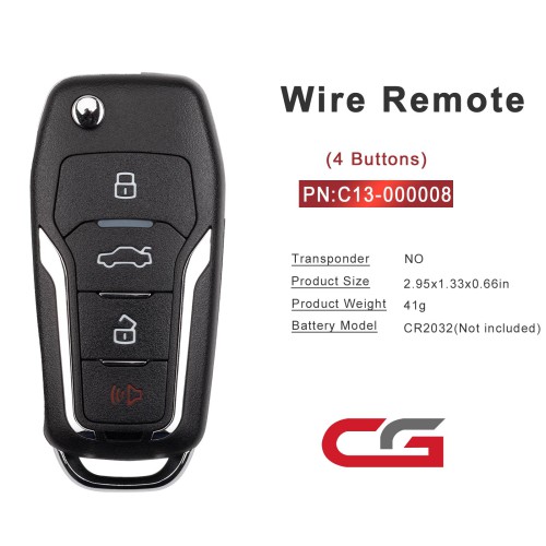 CGDI C13-000008 FOR.D Style(Flip-4BTN-Unmovable Key Ring) 4 Buttons Wire Remote Used with CGDI K2 Remote Key Programmer 5pcs/lot