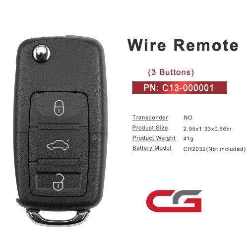 CGDI C13-000001 B5 Type 3 Buttons Wire Remote Used with CGDI K2 Remote Key Programmer 5pcs/lot