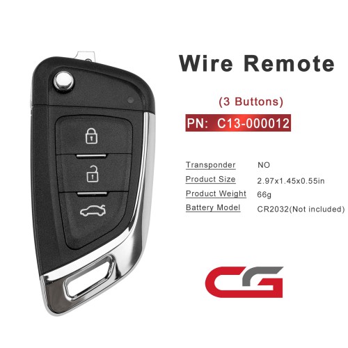 CGDI C13-000012 DF(3BTN) 3 Buttons Wire Remote Used with CGDI K2 Remote Key Programmer 5pcs/lot