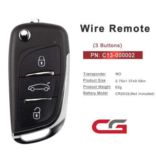 CG A11DS 3 Buttons Wire Remote Used with CGDl K2 Remote Key Programmer 5pcs/lot