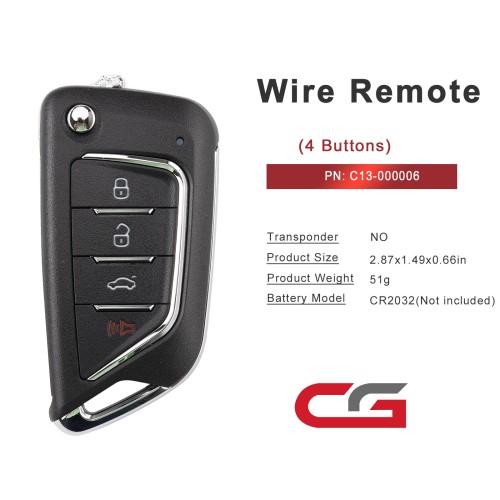CG A21-4 CAD.LAC(4 BTN) 4 Buttons Wire Remote Used with CGDl K2 Remote Key Programmer 5pcs/lot