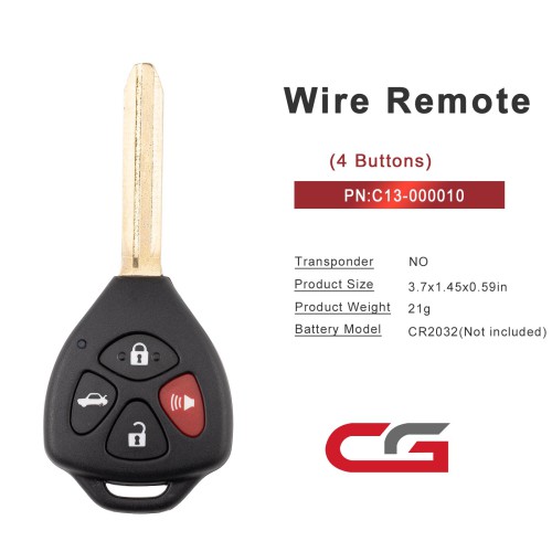 CGDI C13-000010 TOYO.TA(3+1) 4 Buttons Wire Remote Used with CGDI K2 Remote Key Programmer 5pcs/lot