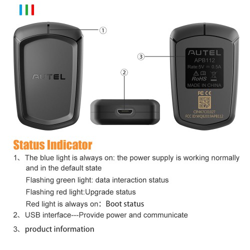 [US Ship Only] [Second-Handed] 90% New AUTEL APB112 Smart Key Simulator with Main Unit and USB cable Works with Autel MaxiIM IM608/ IM508