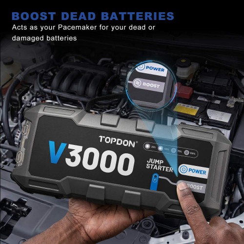 TOPDON V3000 3000A 12V Car and Truck Lithium Ion Battery Jump Starter