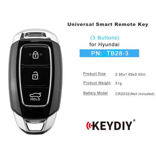 5pcs/lot KEYDIY KD TB28-3 Universal Smart Remote Key 3 Buttons for Hyundai Type