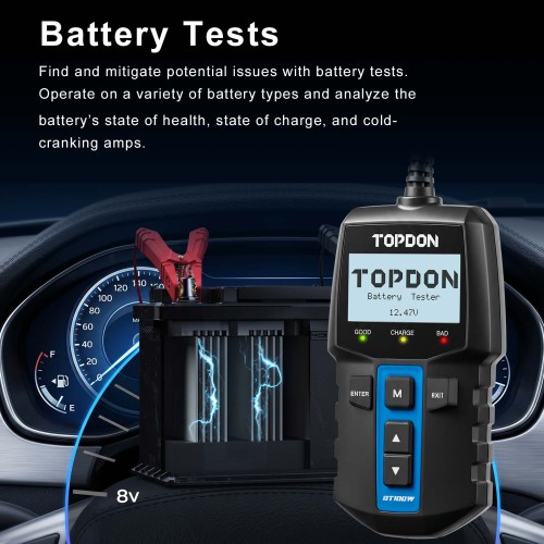 TOPDON BT100W Bluetooth 12V Battery & System Tester