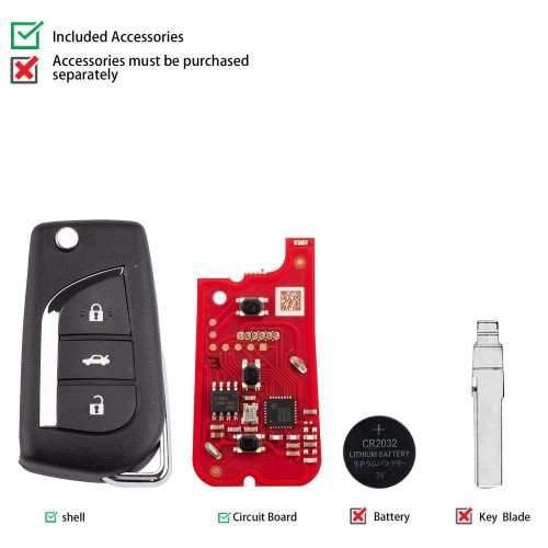 XHORSE XKTO20EN for Toyota 2nd Generation Wired Key 3 Buttons Universal Remote Key 5pcs/lot