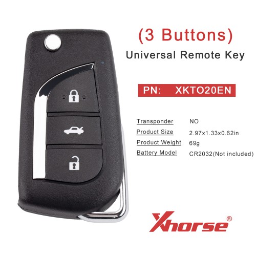 XHORSE XKTO20EN for Toyota 2nd Generation Wired Key 3 Buttons Universal Remote Key 5pcs/lot