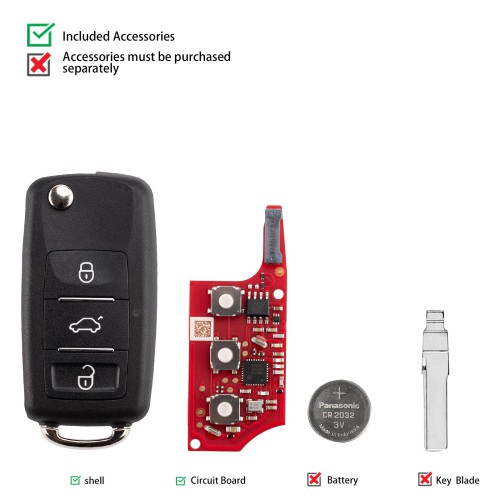 5pcs/lot XHORSE XEB520EN Second Generation B5 Key with XT57 Super Chip
